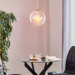 Hængelampe 562, glas klar, kappe/baldakin krom