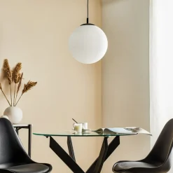 Hængelampe 562, mat glas, kappe/baldakin sort