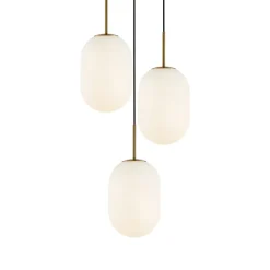 Hængelampe Alias, metal guldfarvet Opalglas, 3 lyskilder rund