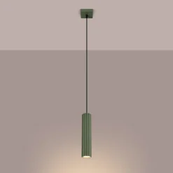 Hængelampe ALORA, olivengrøn, Ø 8 cm, metal, GU10