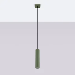 Hængelampe ALORA, olivengrøn, Ø 8 cm, metal, GU10