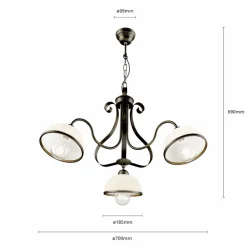 Hængelampe Antica i landlig stil, 3 lyskilder