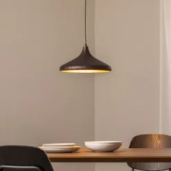 Hængelampe Barek, sort/guld, Ø 34 cm, metal, E27