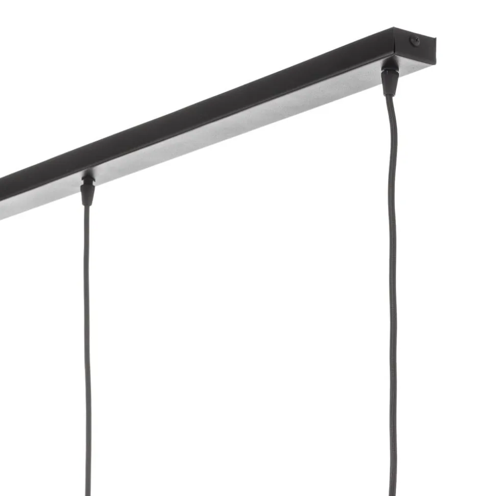 Hængelampe Barrel med træskærme, 3 lyskilder, lang