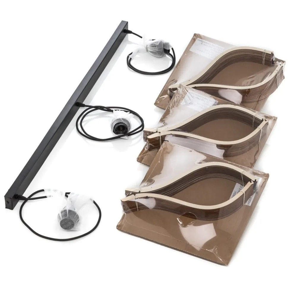 Hængelampe Barrel med træskærme, 3 lyskilder, lang