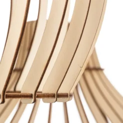 Hængelampe Barrel med træskærme, 3 lyskilder, rund