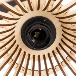 Hængelampe Barrel med træskærme, 3 lyskilder, rund