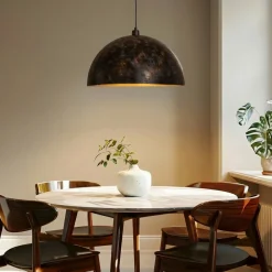 Hængelampe Berceste, Ø 60 cm, gammel messing, metal