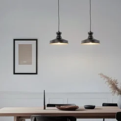 Hængelampe Berceste, sort, metal, Ø 22 cm, E27