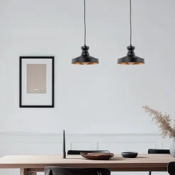 Hængelampe Berceste, sort, metal, Ø 22 cm, E27