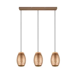 Hængelampe Bidar, længde 71 cm, kaffebrun, 3-lys, metal