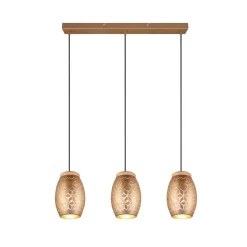 Hængelampe Bidar, længde 71 cm, kaffebrun, 3-lys, metal