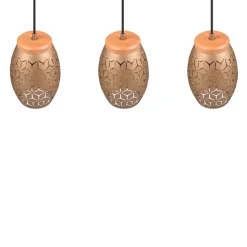 Hængelampe Bidar, længde 71 cm, kaffebrun, 3-lys, metal