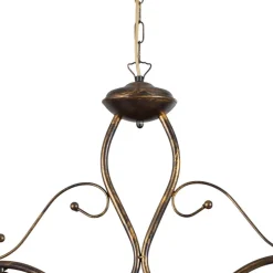 Hængelampe BILIARDO GIORGIO, creme/bronze, glas/jern 2 lyskilder.