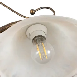 Hængelampe BILIARDO GIORGIO, creme/bronze, glas/jern 2 lyskilder.