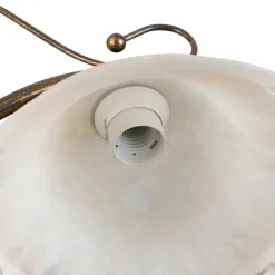 Hængelampe BILIARDO GIORGIO, creme/bronze, glas/jern 2 lyskilder.