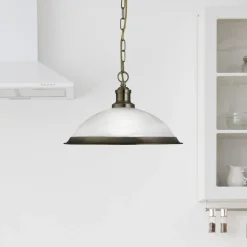 Hængelampe Bistro af glas i glimtende guld