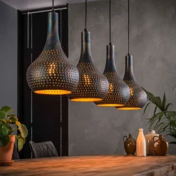 Hængelampe Bombur 4 lyskilder sortbrun