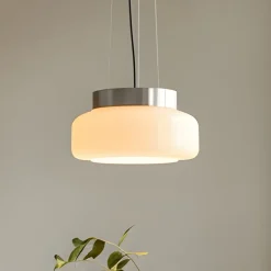 Hængelampe BonBon, creme, Ø 25 cm, glas