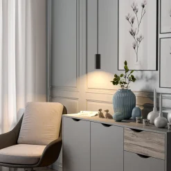 Hængelampe CAN, sort, højde 15 cm, Ø 6 cm, metal, GU10