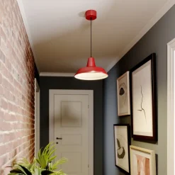 Hængelampe CLASS, rød/hvid, Ø 36 cm, metal