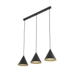 Hængelampe Cono, 3 lyskilder, sort, E27
