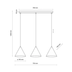 Hængelampe Cono, 3 lyskilder, sort, E27