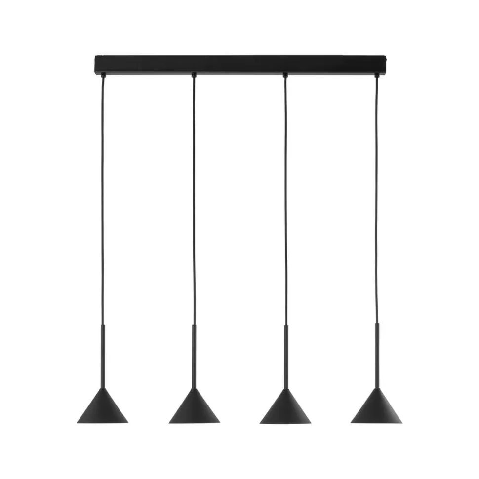 Hængelampe Cono Mini, 4 lyskilder, sort, E27