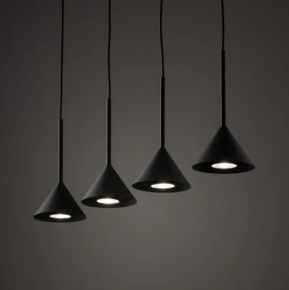 Hængelampe Cono Mini, 4 lyskilder, sort, E27