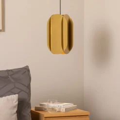 Hængelampe Corner, guldfarvet, højde 35 cm, metal, E27