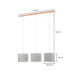 Hængelampe Corralee, grå, 3 lyskilder