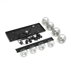 Hængelampe Cubus, 95 cm lang, 8 lyskilder, røggrå, glas