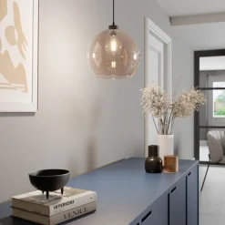 Hængelampe Cubus, rav, glas, Ø 30 cm, E27