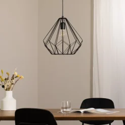 Hængelampe Diamond, sort, metal, Ø 37 cm, E27