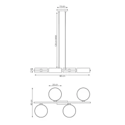 Hængelampe Drumz 4, brun, stof/stål, længde 80 cm, E14