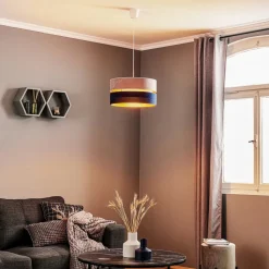 Hængelampe Duo marineblå/grå/guld Ø40cm 1flammig