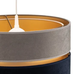 Hængelampe Duo marineblå/grå/guld Ø40cm 1flammig