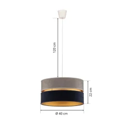 Hængelampe Duo marineblå/grå/guld Ø40cm 1flammig