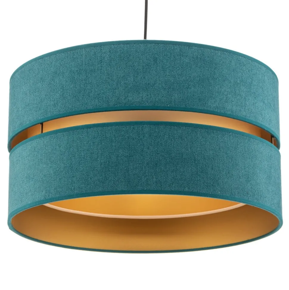 Hængelampe Duo, turkis/guld, Ø40cm, 1 lyskilde