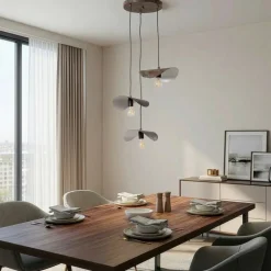 Hængelampe Eger, 3 lyskilder, sort, metal, Ø 50 cm