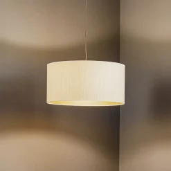 Hængelampe Essex, struktureret stof, guld