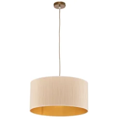 Hængelampe Essex, struktureret stof, guld