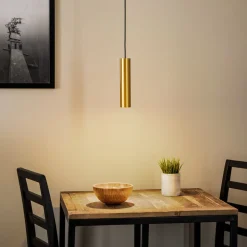 Hængelampe Eye, 1 lyskilde, messing, skærmhøjde 25 cm