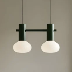 Hængelampe Flo, grøn, 2 lyskilder, glas