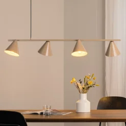 Hængelampe Form 4, beige, metal, 4 lyskilder, kegle, E27