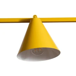 Hængelampe form 4, gul, metal, 4 lyskilder, kegle, E27