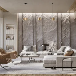 Hængelampe Genesis, aluminium sort/guld, 7 x GU10, længde 150 cm