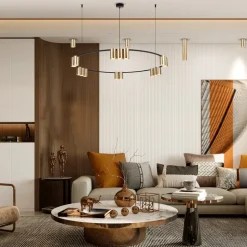 Hængelampe Genesis, aluminium, sort/guld, 15 x GU10, Ø 100 cm