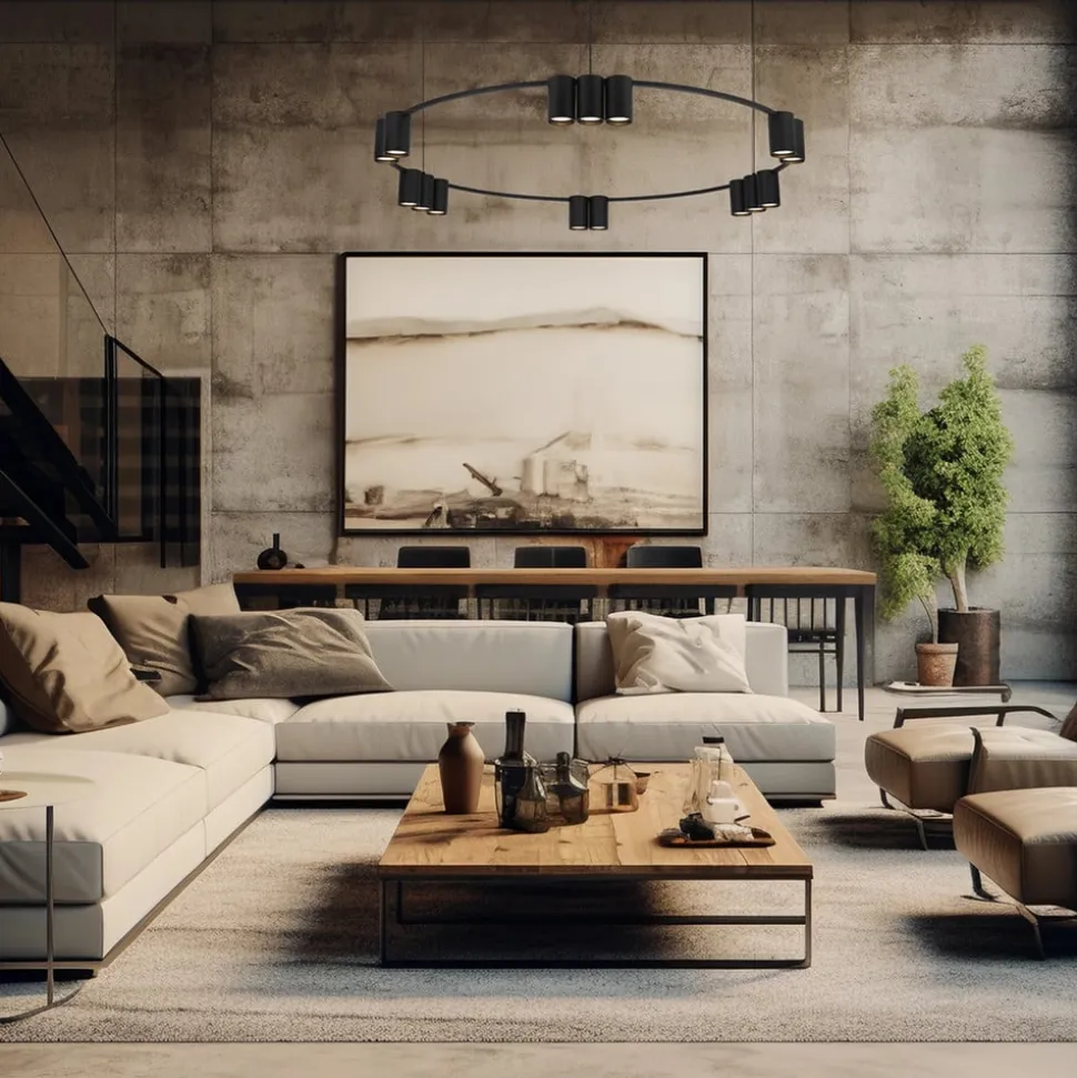 Hængelampe Genesis, aluminium, sort, 15 x GU10, Ø 100 cm