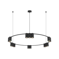 Hængelampe Genesis, aluminium, sort, 15 x GU10, Ø 100 cm